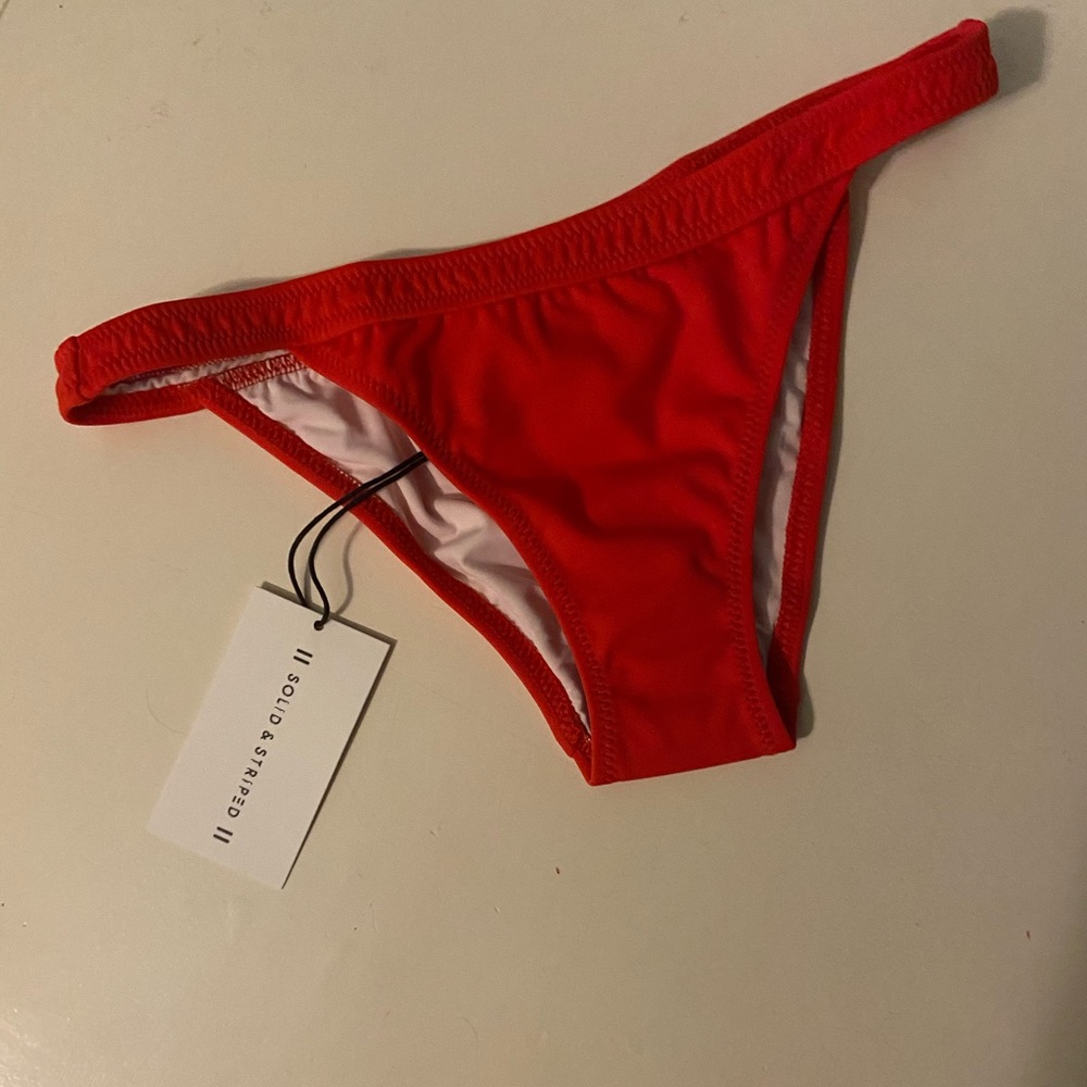Solid and striped bikini bottom